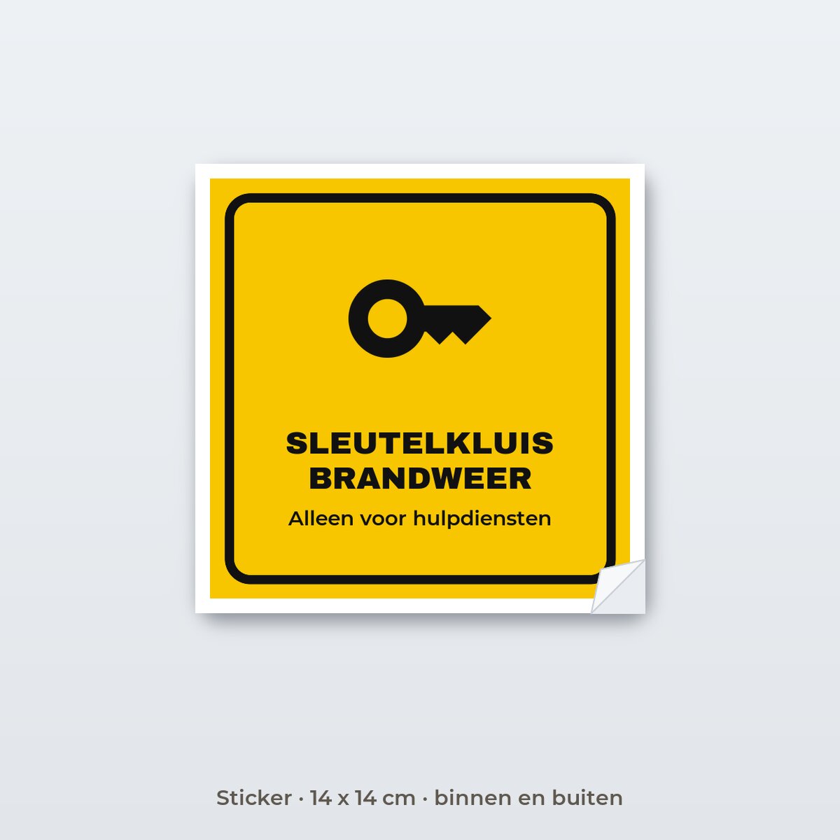 Bordje Sleutelkluis brandweer - Sticker 14 x 14 cm
