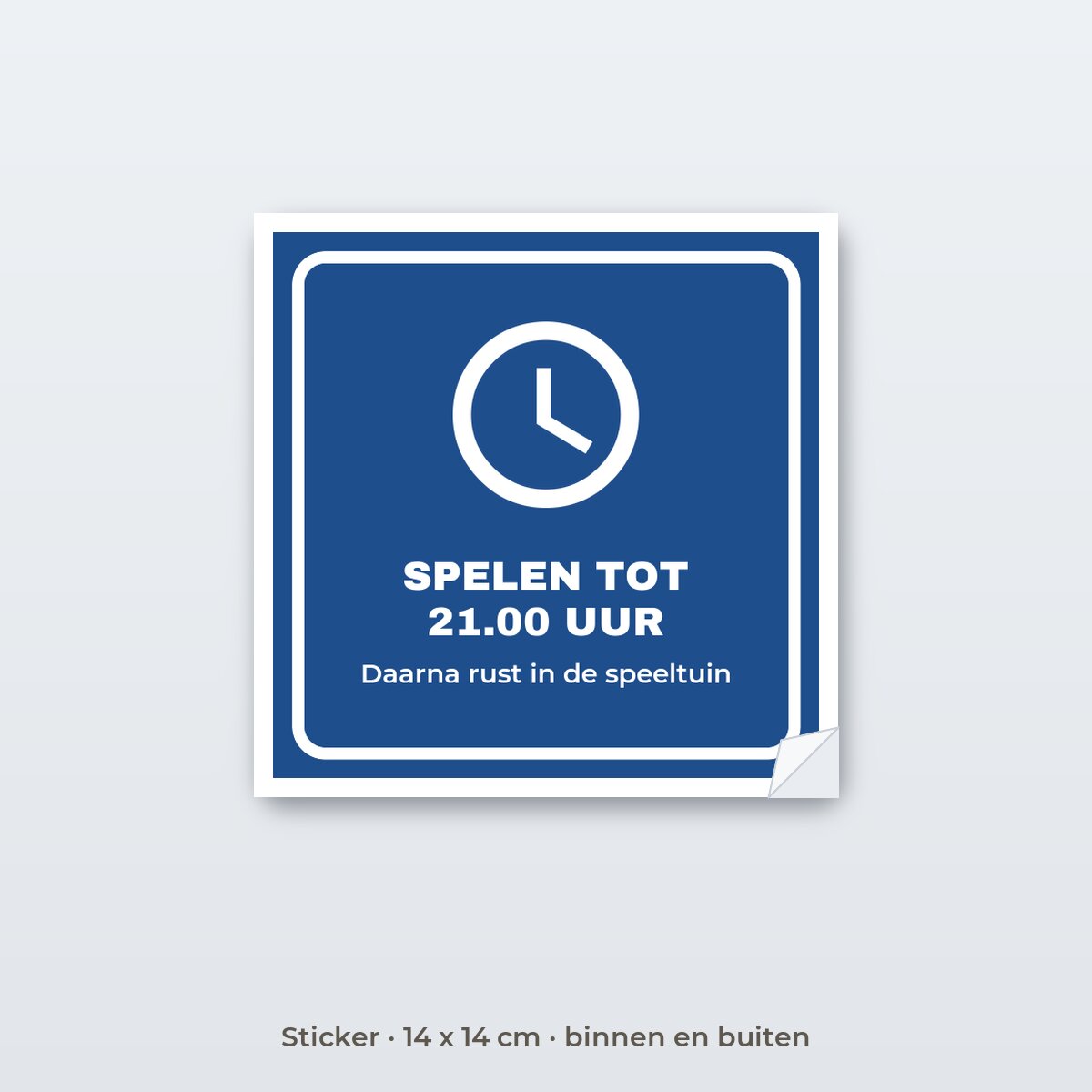 Bordje Spelen tot 21.00 uur - Sticker 14 x 14 cm