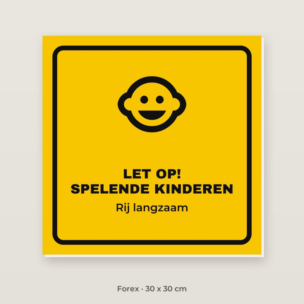 Bordje Let op, spelende kinderen - Forex 30 x 30 cm