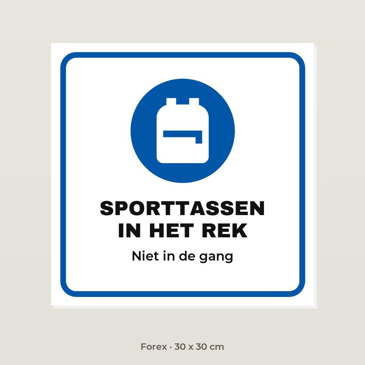 Bordje Sporttassen in het rek - Forex 30 x 30 cm