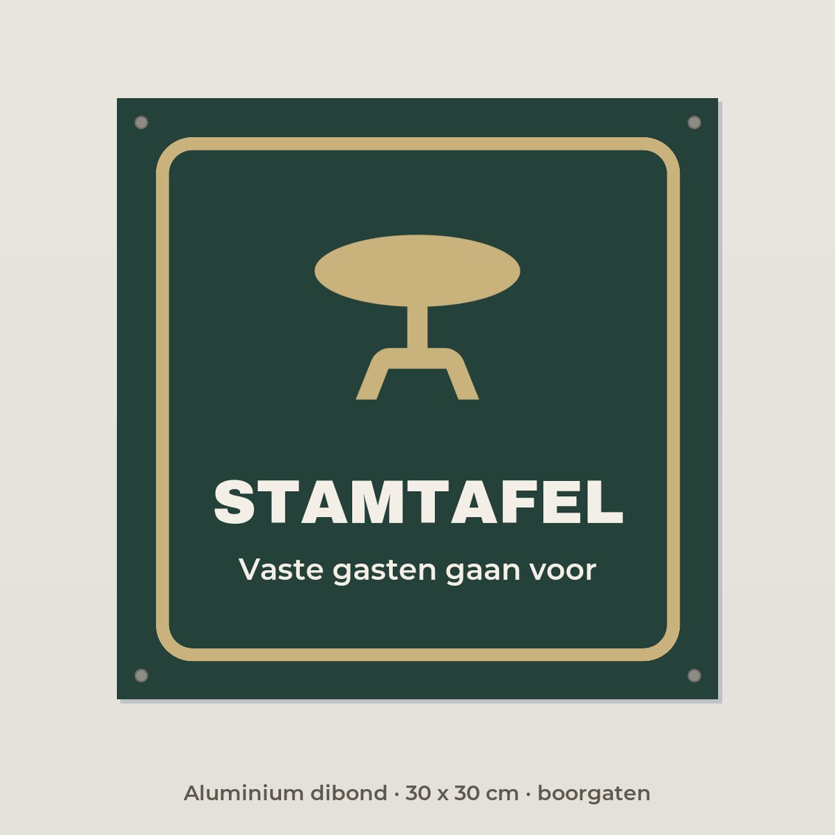 Bordje Stamtafel - Aluminium dibond 30 x 30 cm met boorgaten