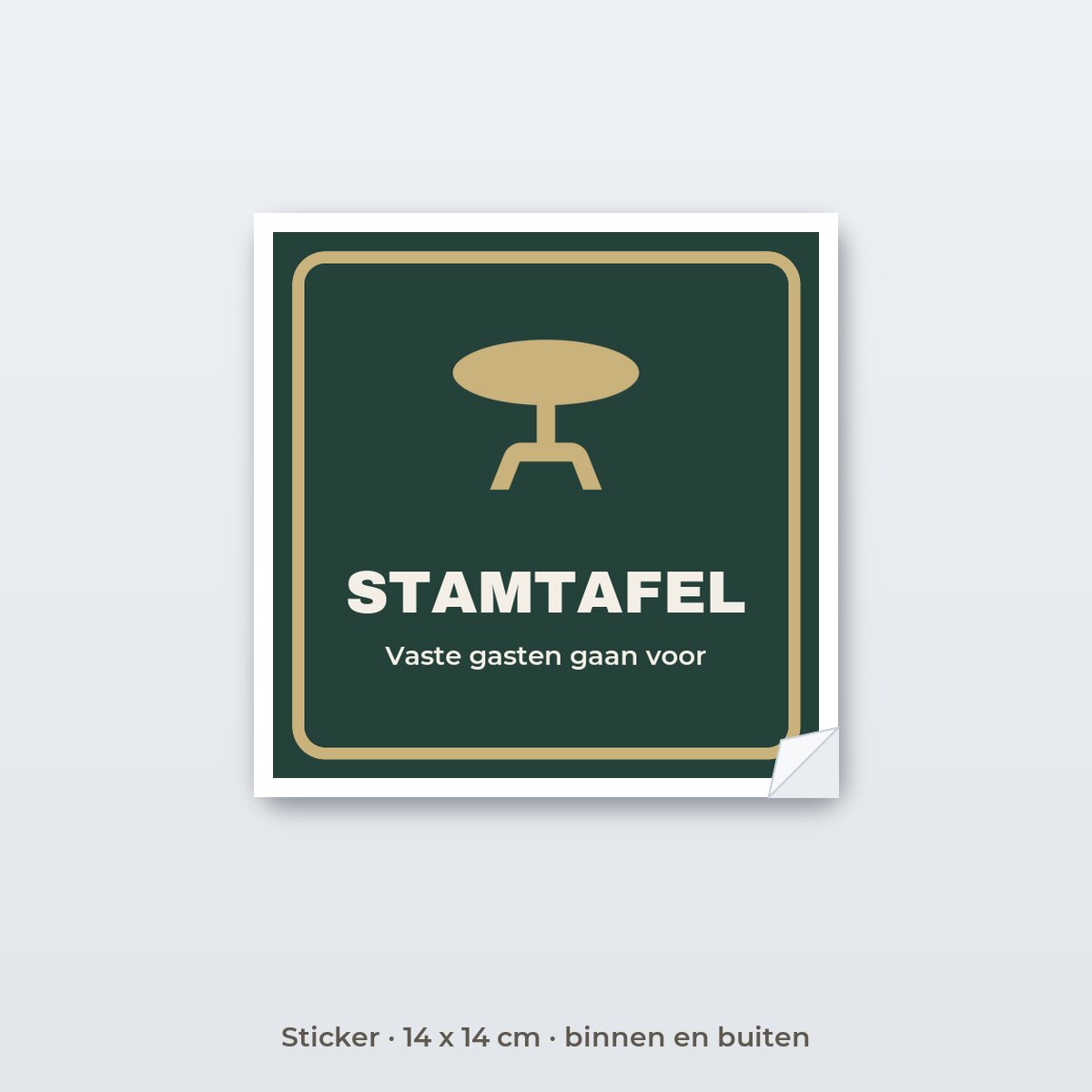 Bordje Stamtafel - Sticker 14 x 14 cm