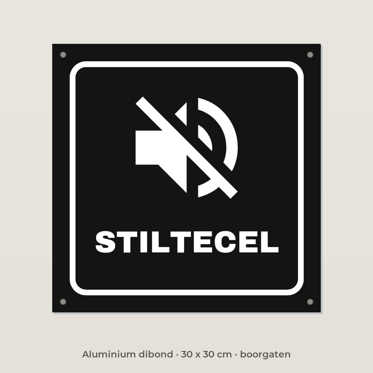 Deurbordje Stiltecel - Aluminium dibond 30 x 30 cm met boorgaten