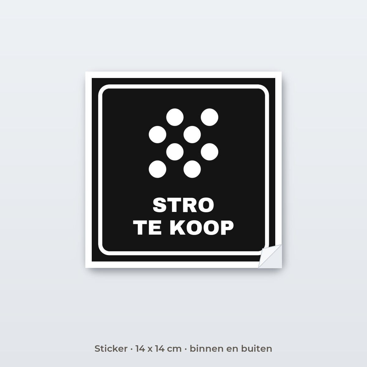 Bordje Stro te koop - Sticker 14 x 14 cm