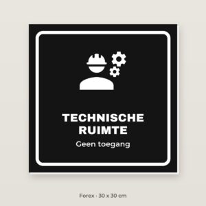 Deurbordje Technische ruimte - Forex 30 x 30 cm