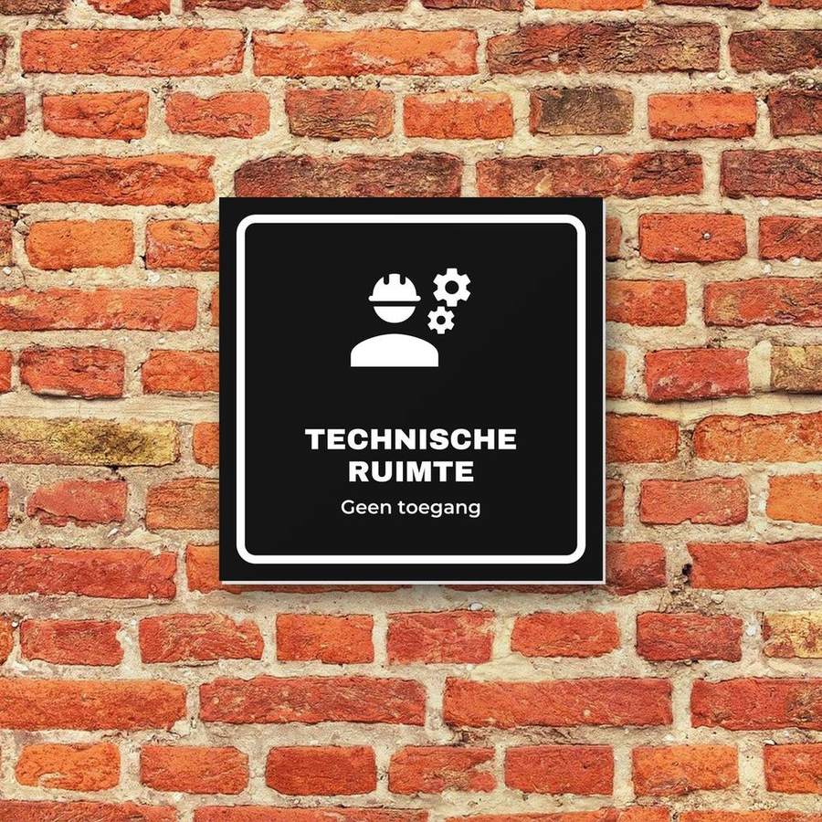 Deurbordje Technische ruimte aan de muur