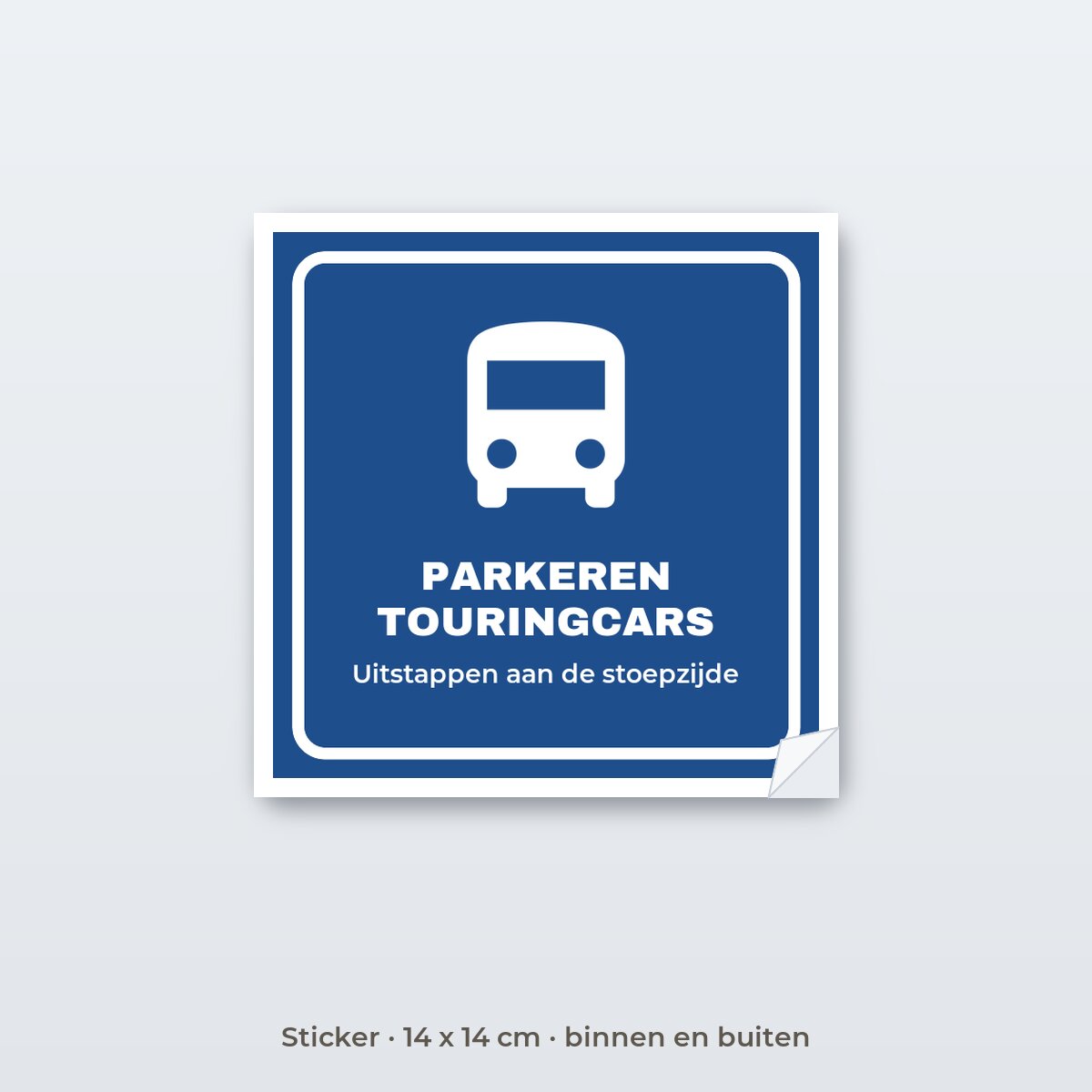 Bordje Parkeren touringcars - Sticker 14 x 14 cm
