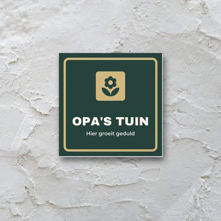 Bordje Opa's tuin aan de muur