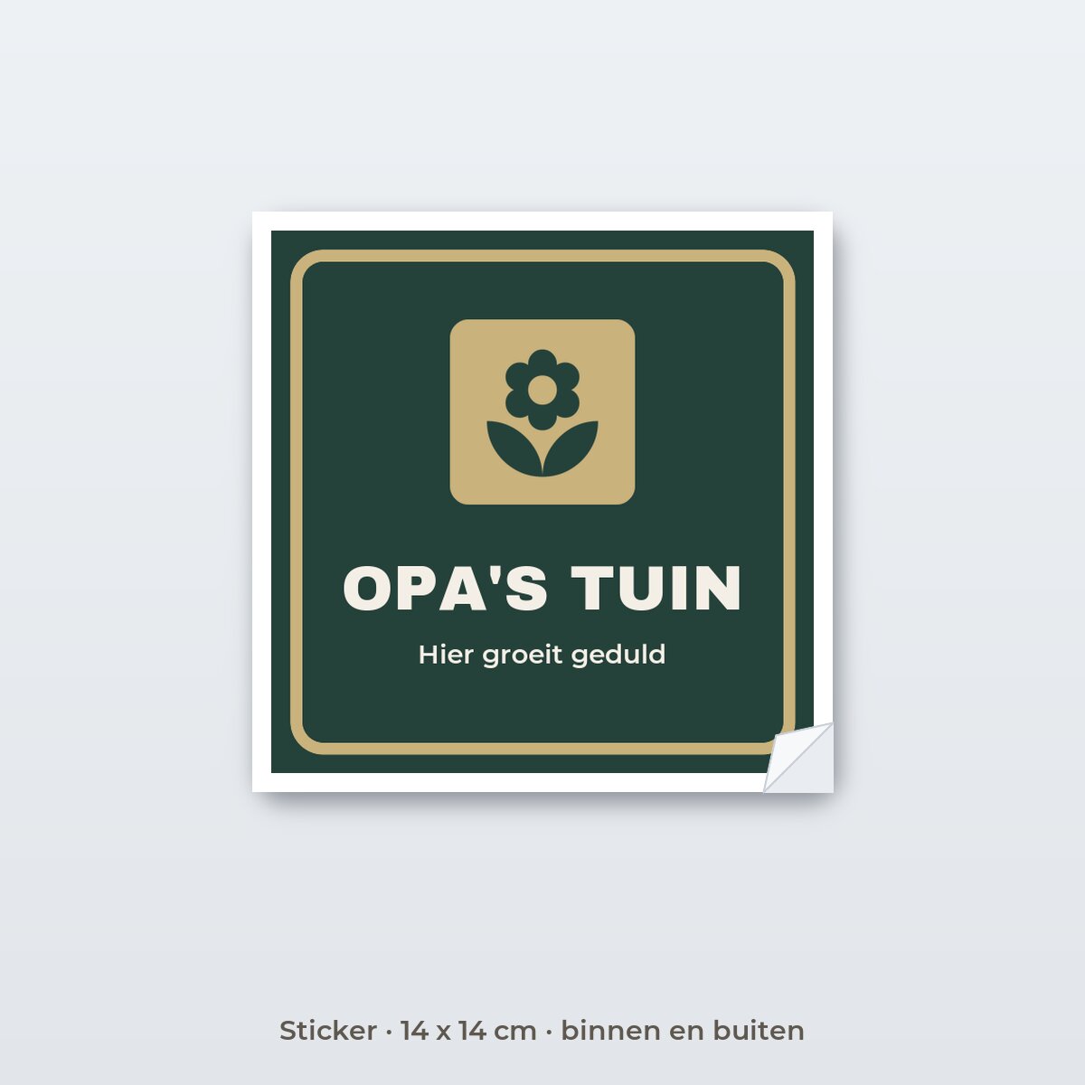 Bordje Opa's tuin - Sticker 14 x 14 cm