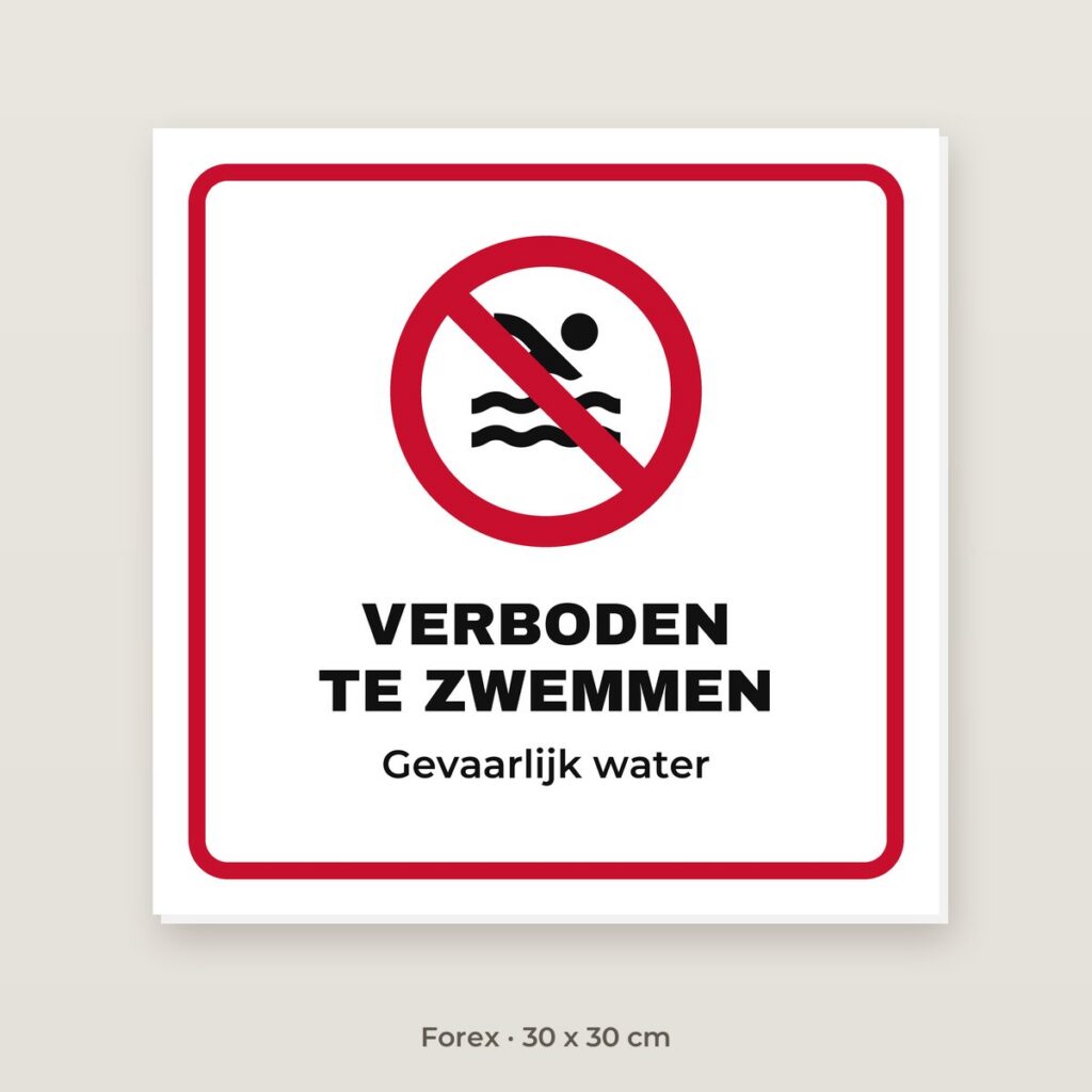 Bordje Verboden te zwemmen - Forex 30 x 30 cm