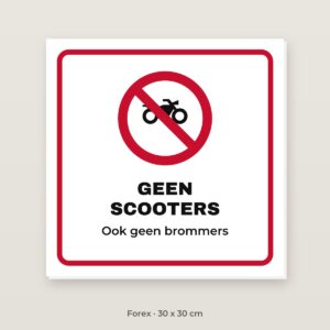 Bordje Verboden voor scooters - Forex 30 x 30 cm