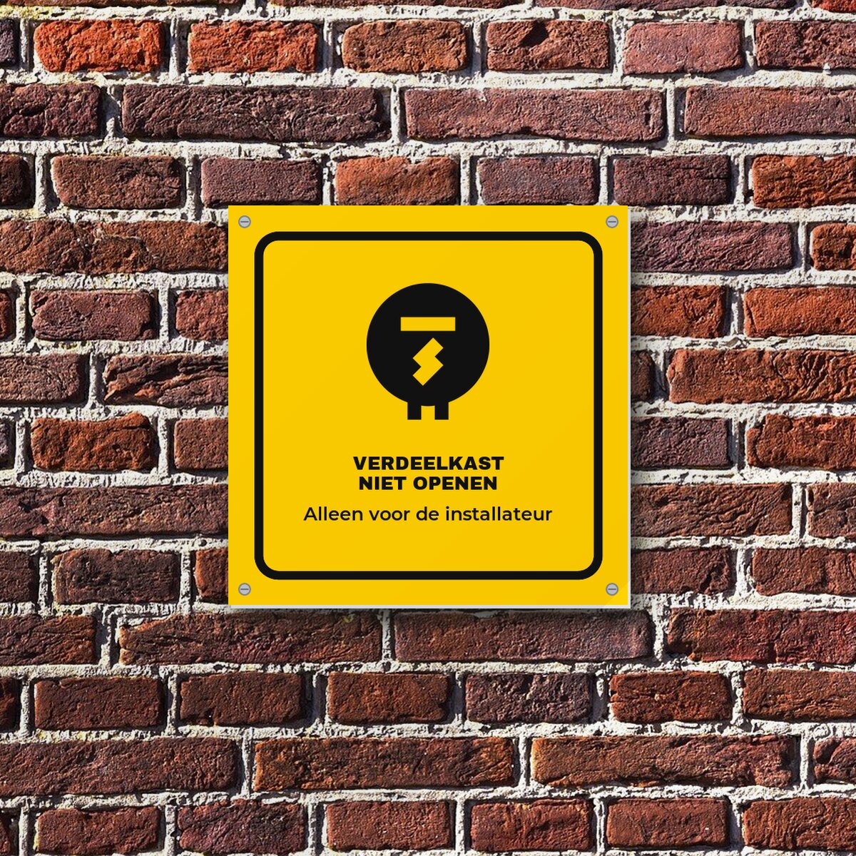 Bordje Verdeelkast niet openen aan de muur