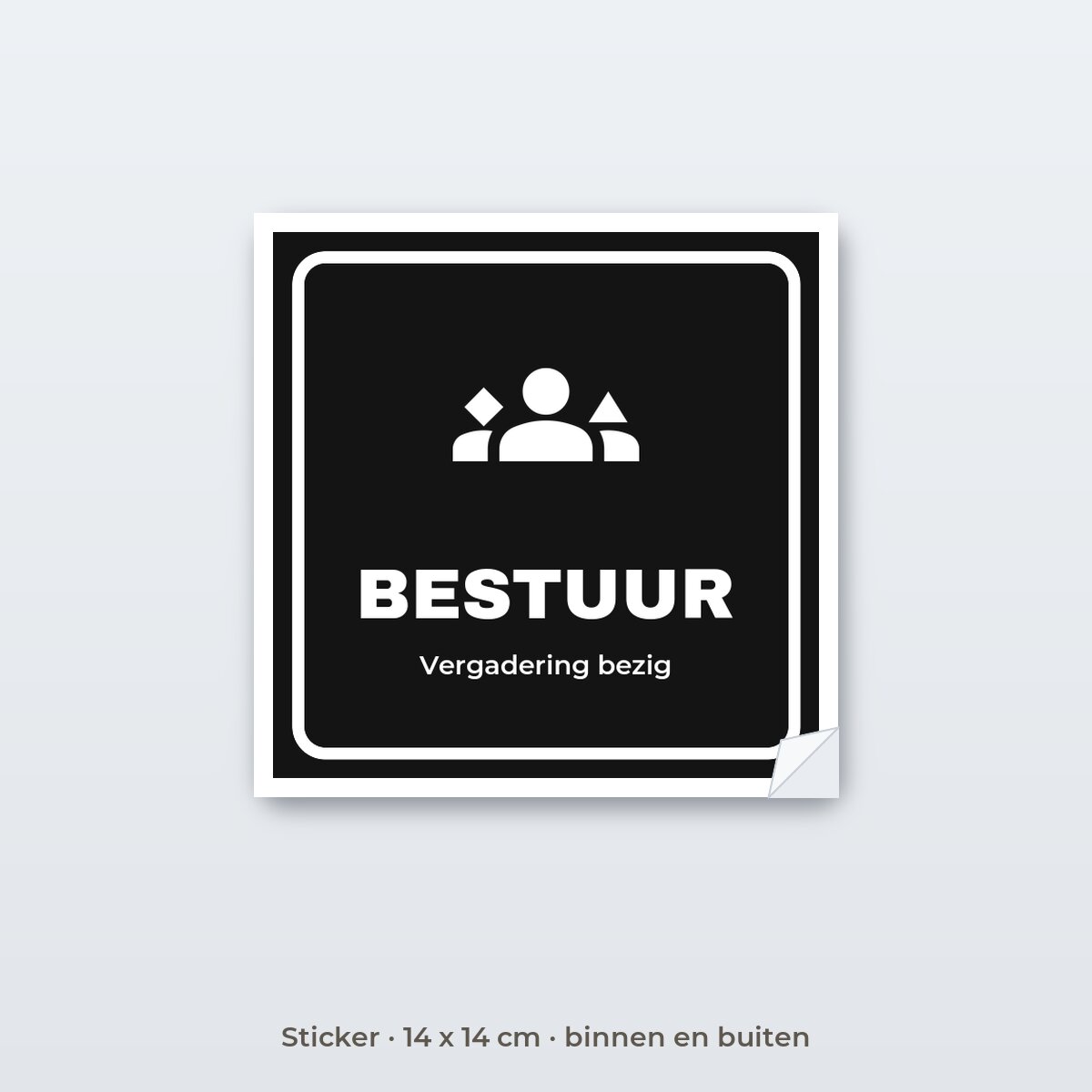 Deurbordje Vergaderkamer bestuur - Sticker 14 x 14 cm