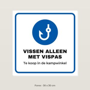 Bordje Vissen alleen met vispas - Forex 30 x 30 cm