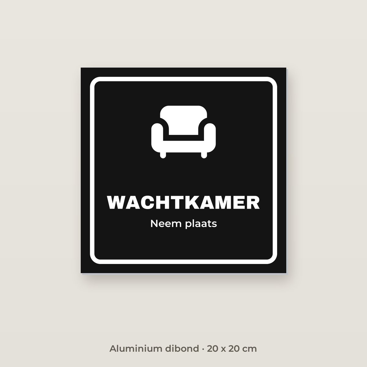 Deurbordje Wachtkamer - Aluminium dibond 20 x 20 cm