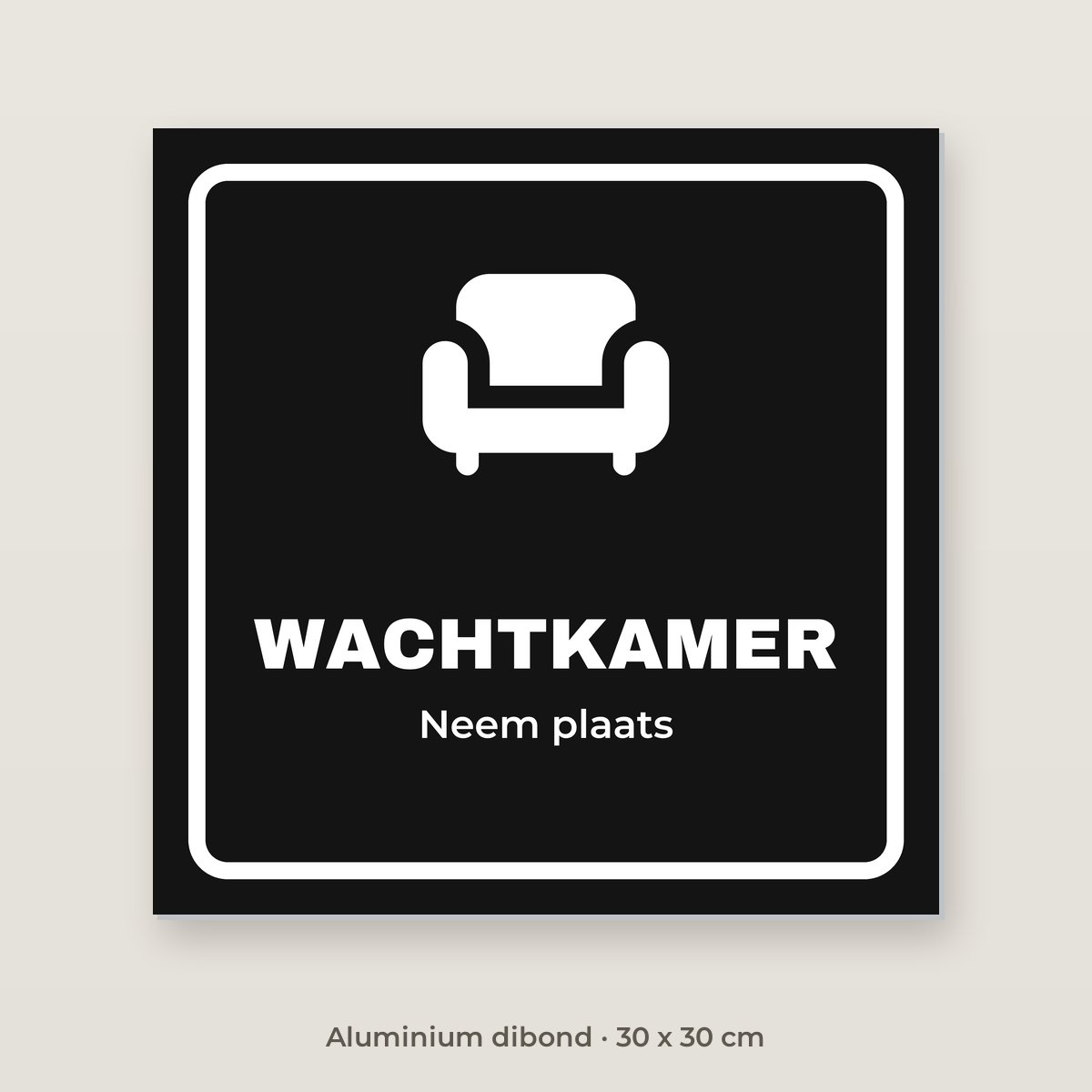 Deurbordje Wachtkamer - Aluminium dibond 30 x 30 cm