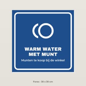 Bordje Warm water met munt - Forex 30 x 30 cm