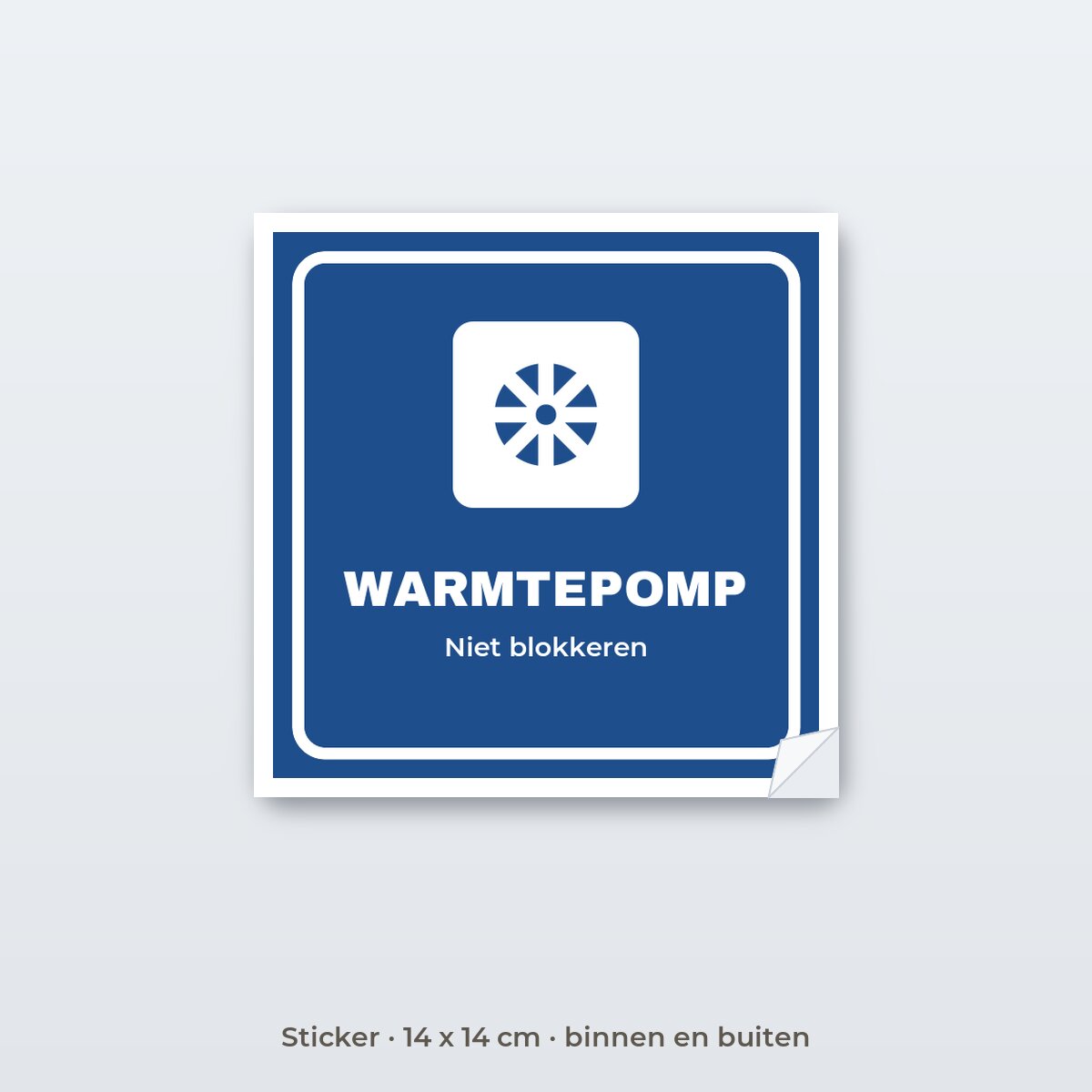Bordje Warmtepomp - Sticker 14 x 14 cm