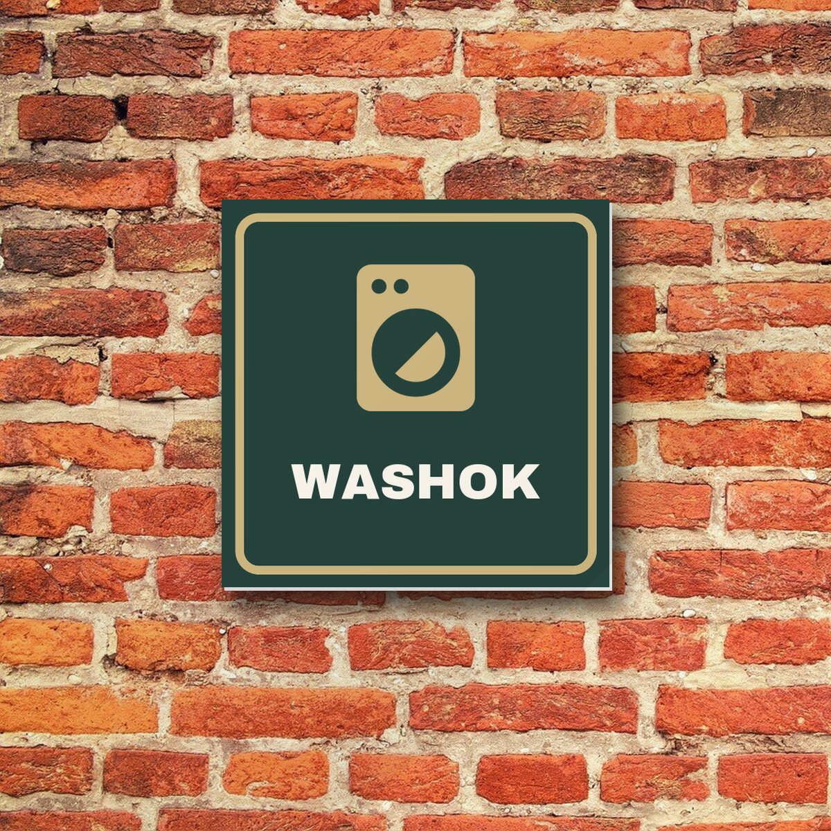 Deurbordje Washok aan de muur