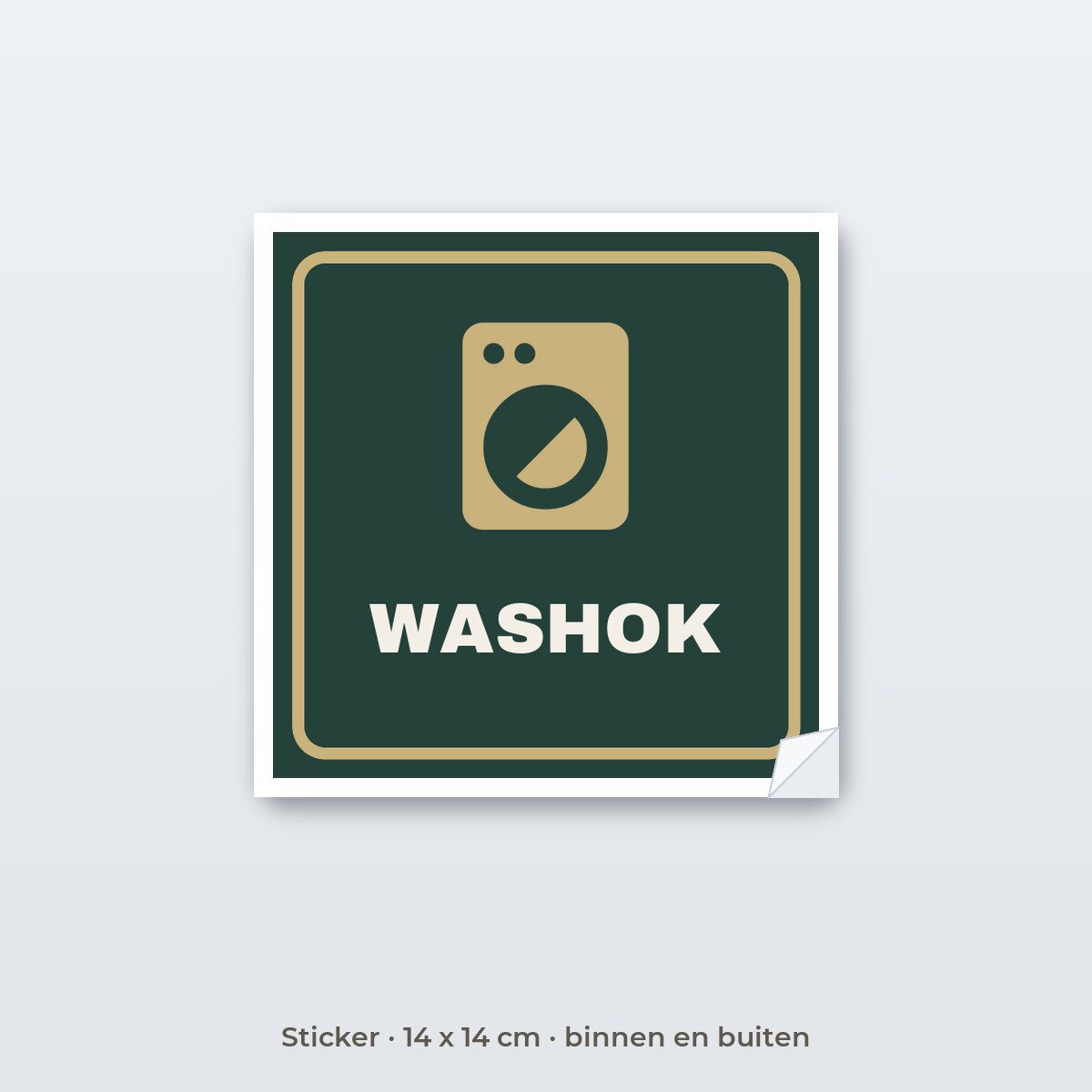 Deurbordje Washok - Sticker 14 x 14 cm