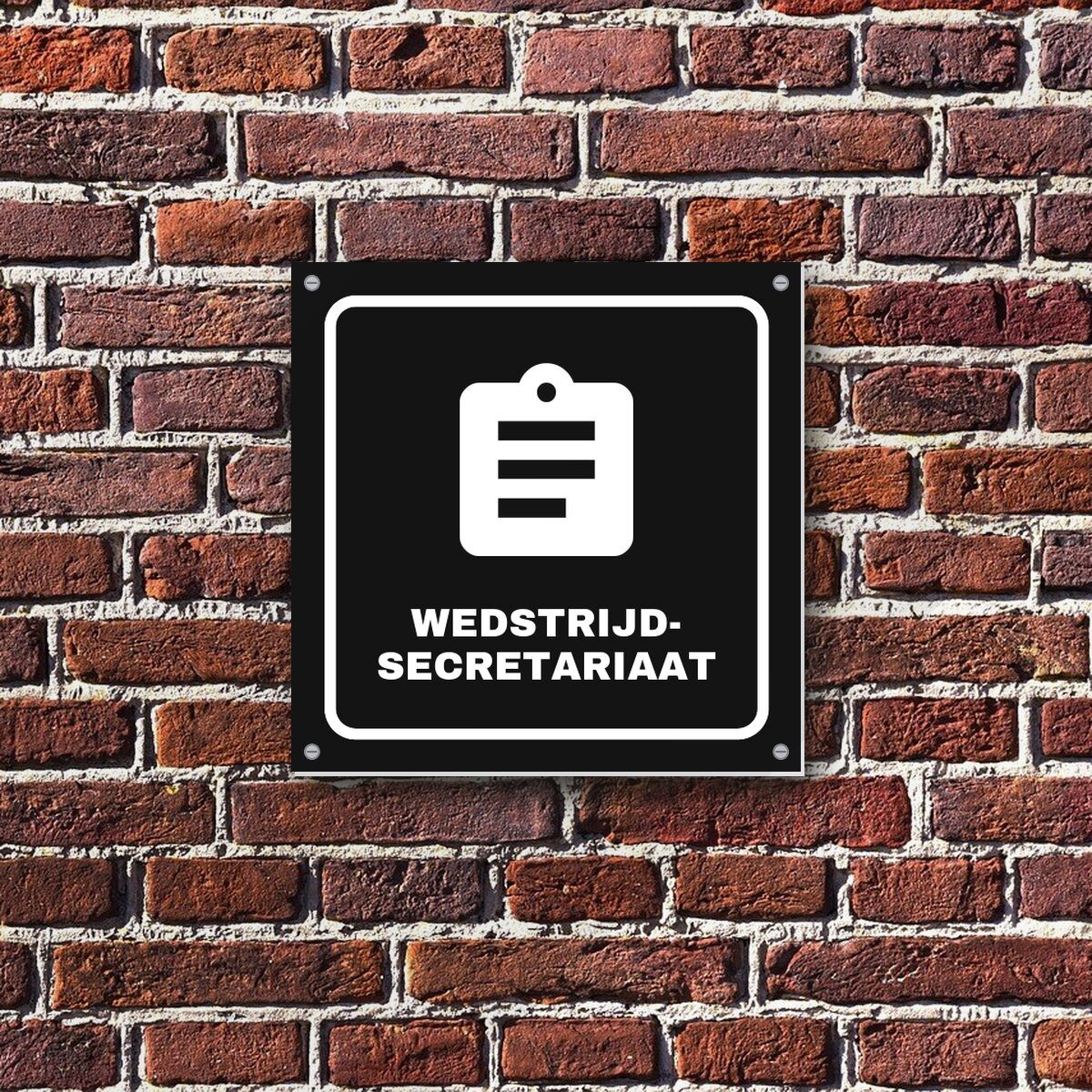 Deurbordje Wedstrijdsecretariaat aan de muur