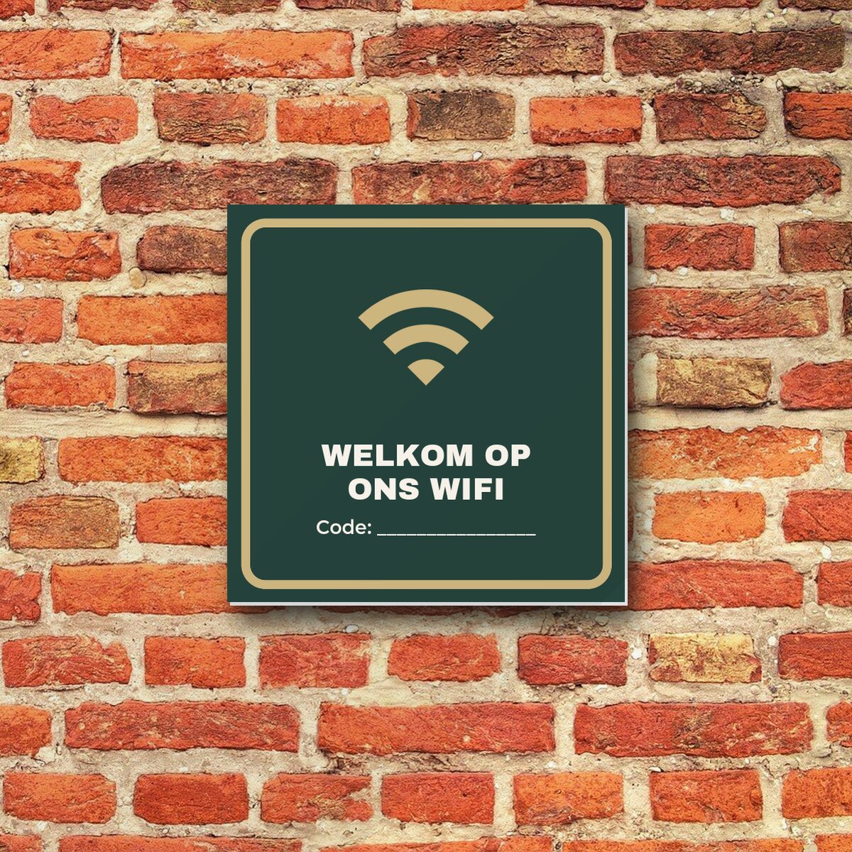 Bordje Welkom op ons wifi aan de muur