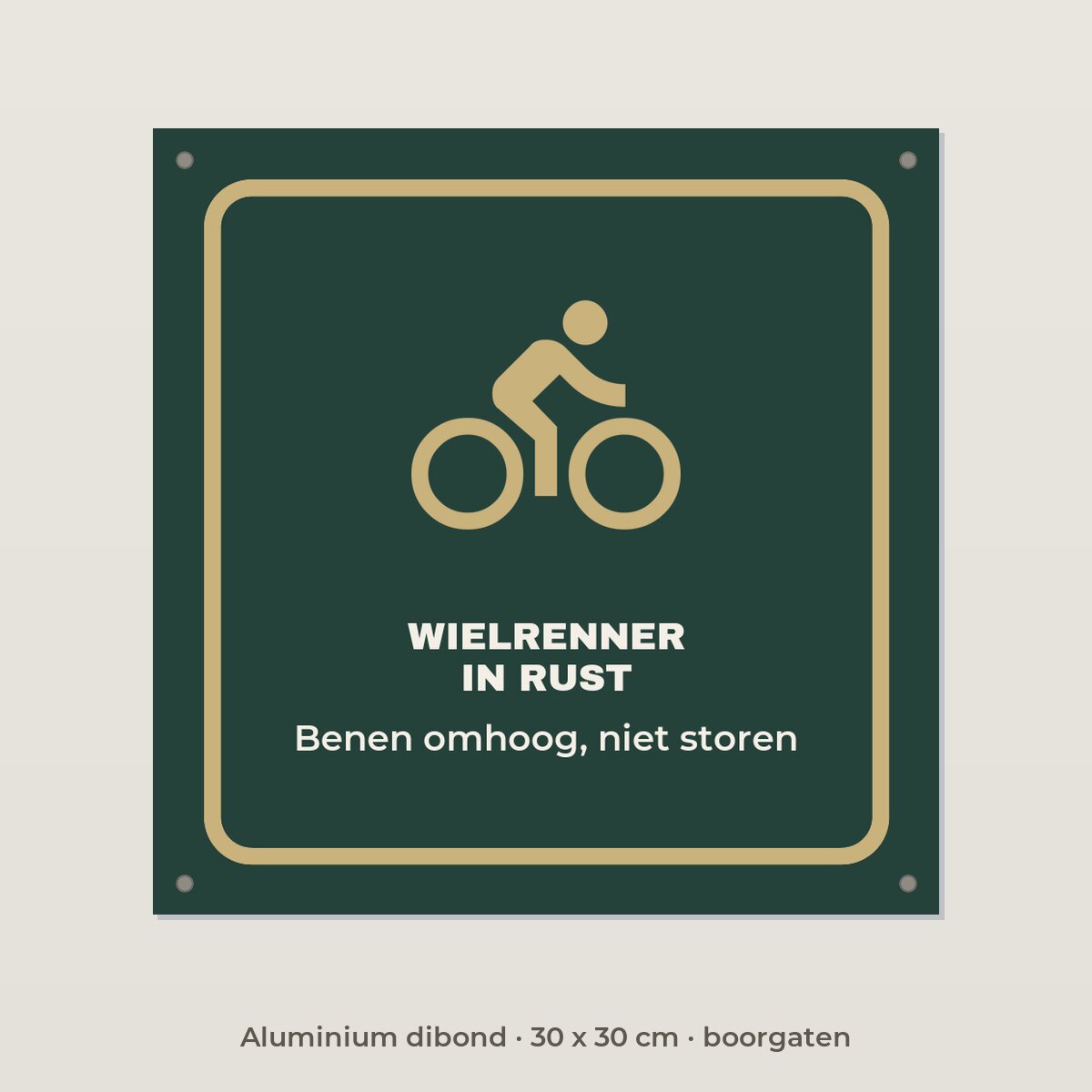 Bordje Wielrenner in rust - Aluminium dibond 30 x 30 cm met boorgaten