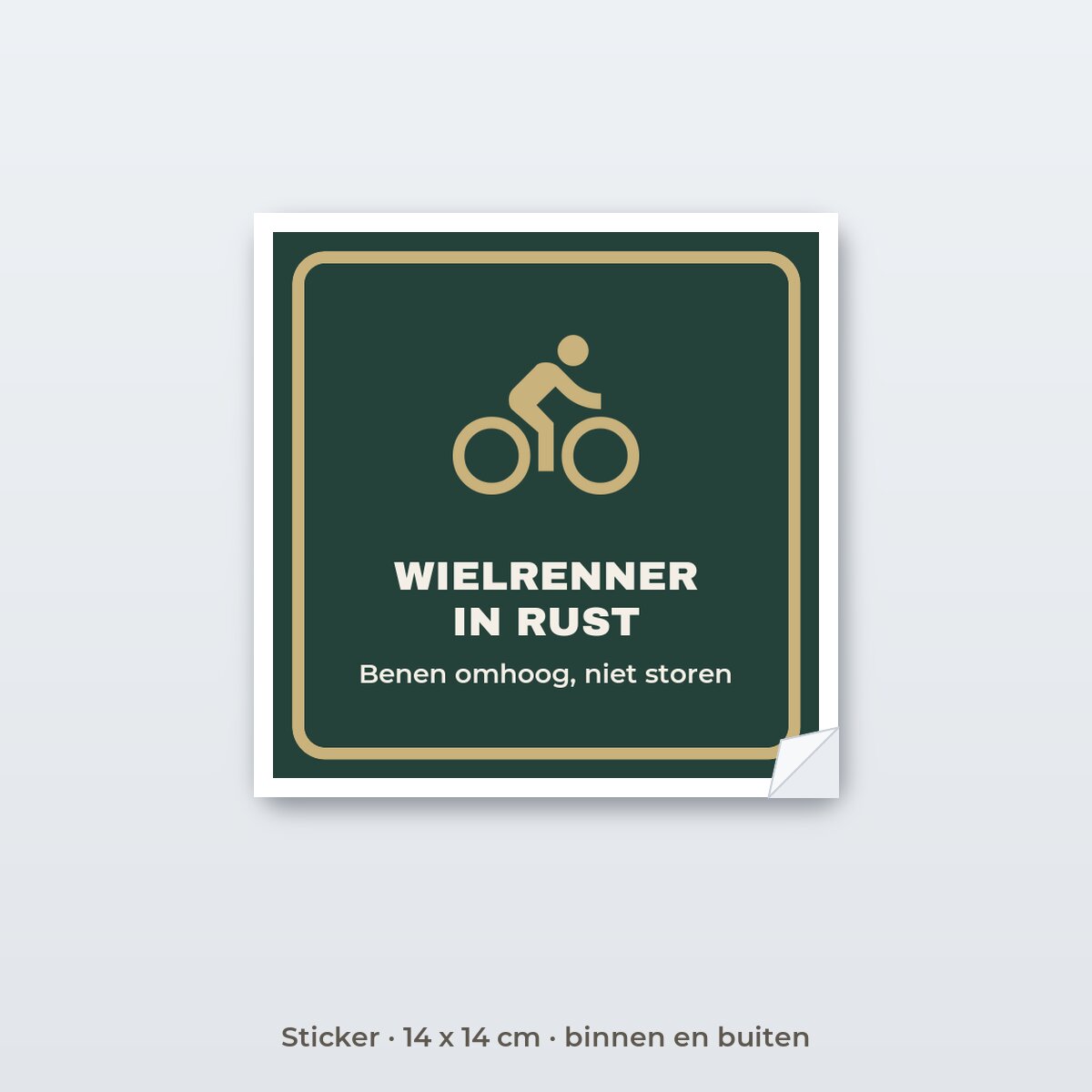Bordje Wielrenner in rust - Sticker 14 x 14 cm