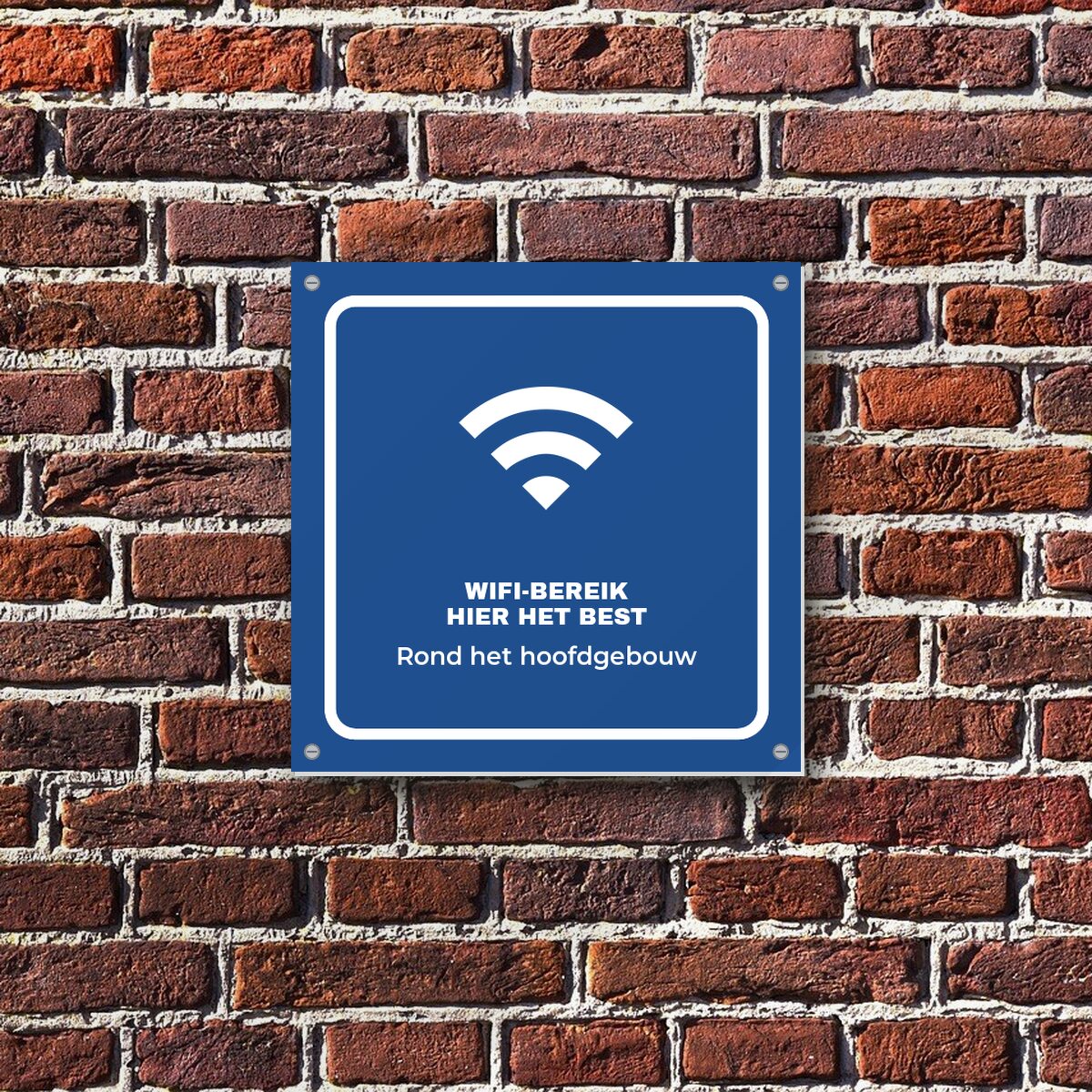 Bordje Wifi-bereik hier het best aan de muur