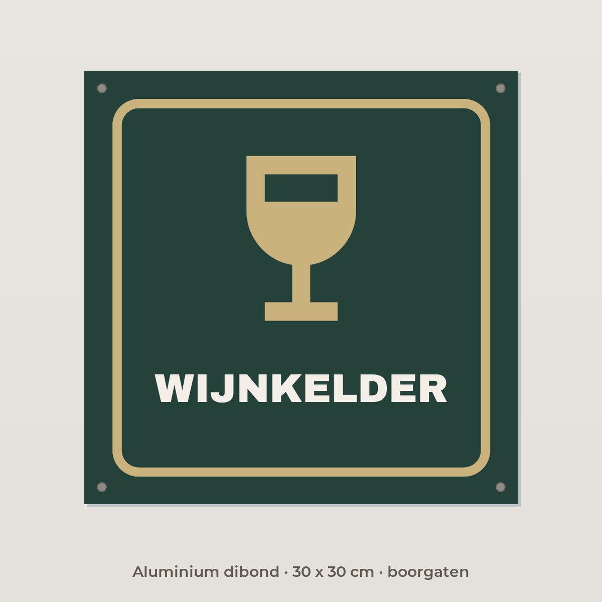 Deurbordje Wijnkelder - Aluminium dibond 30 x 30 cm met boorgaten