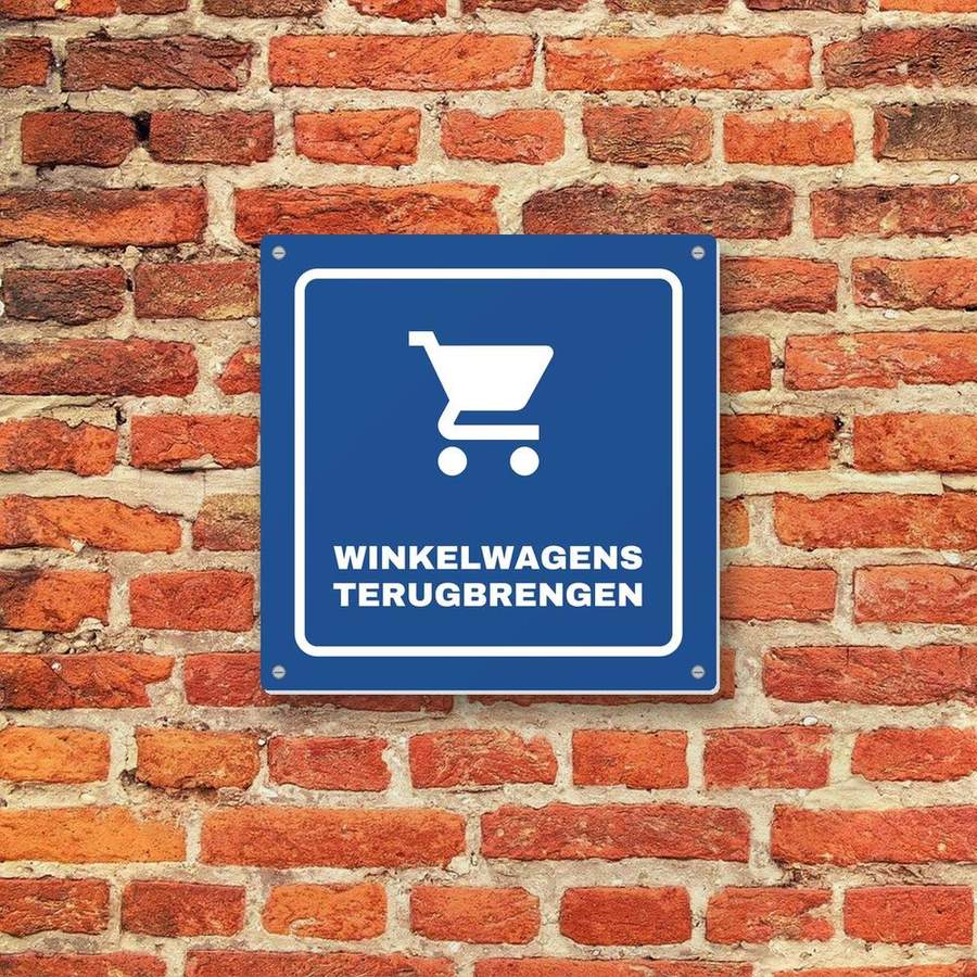 Bordje Winkelwagens terugbrengen aan de muur