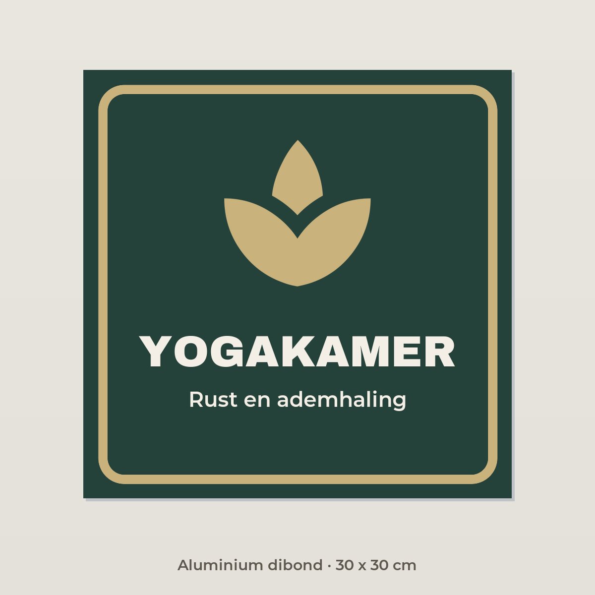 Deurbordje Yogakamer - Aluminium dibond 30 x 30 cm