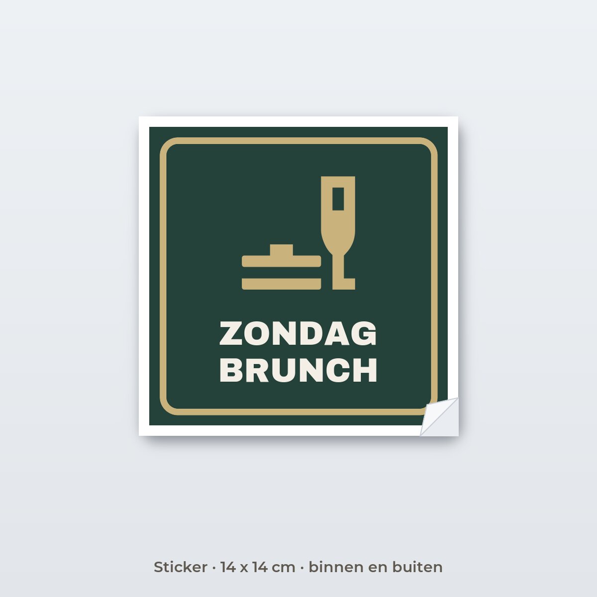 Bordje Zondag brunch - Sticker 14 x 14 cm