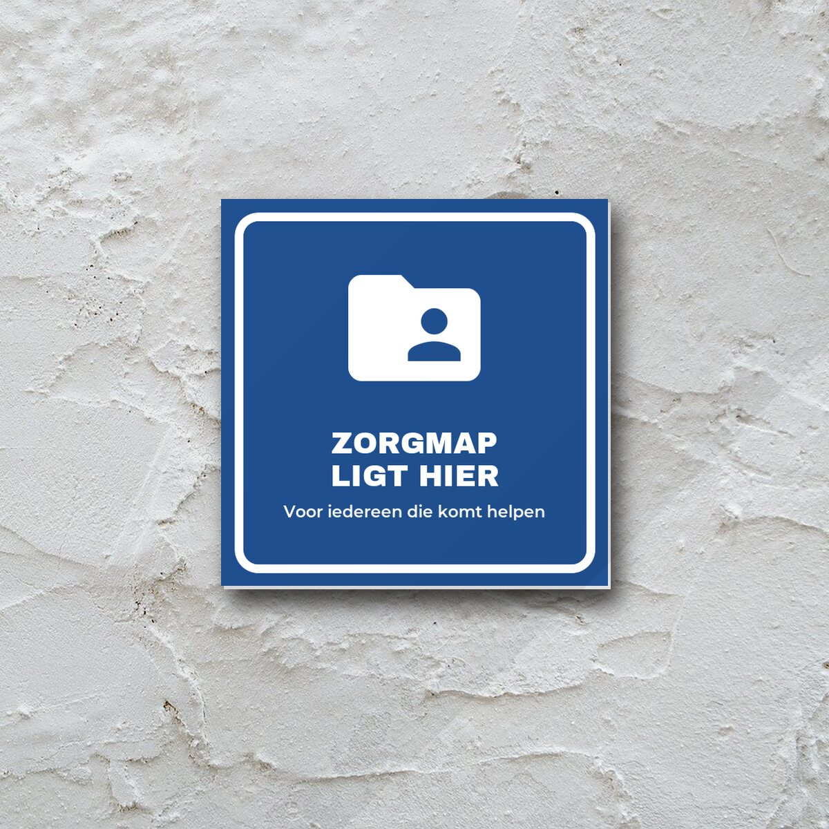 Bordje Zorgmap ligt hier aan de muur