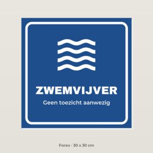 Bordje Zwemvijver - Forex 30 x 30 cm